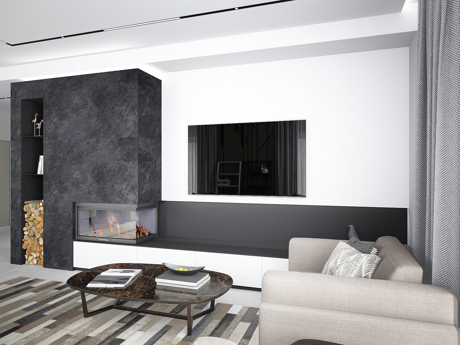 МОНОХРОМ С АКЦЕНТАМИ. Современный графичный интерьер.