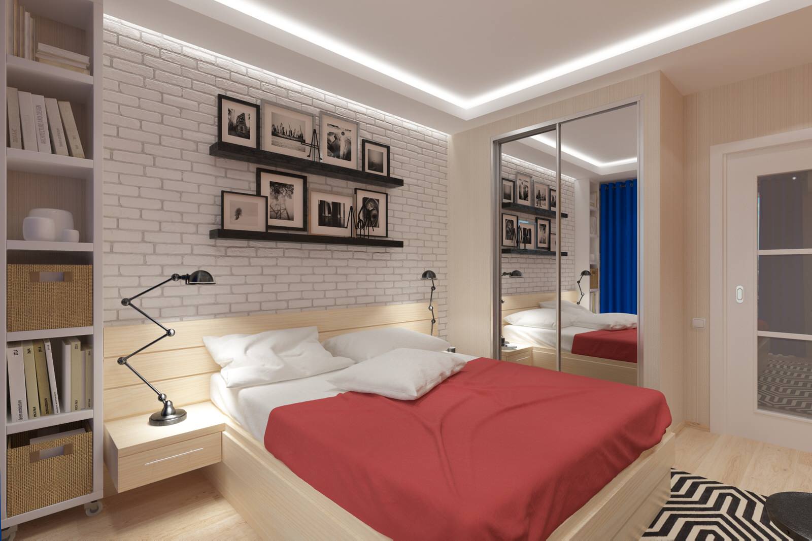 Спальня с яркими акцентами