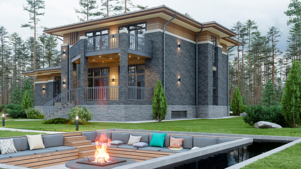 Обложка проекта: Проект трехэтажного дома в стиле Райта 480 кв.м