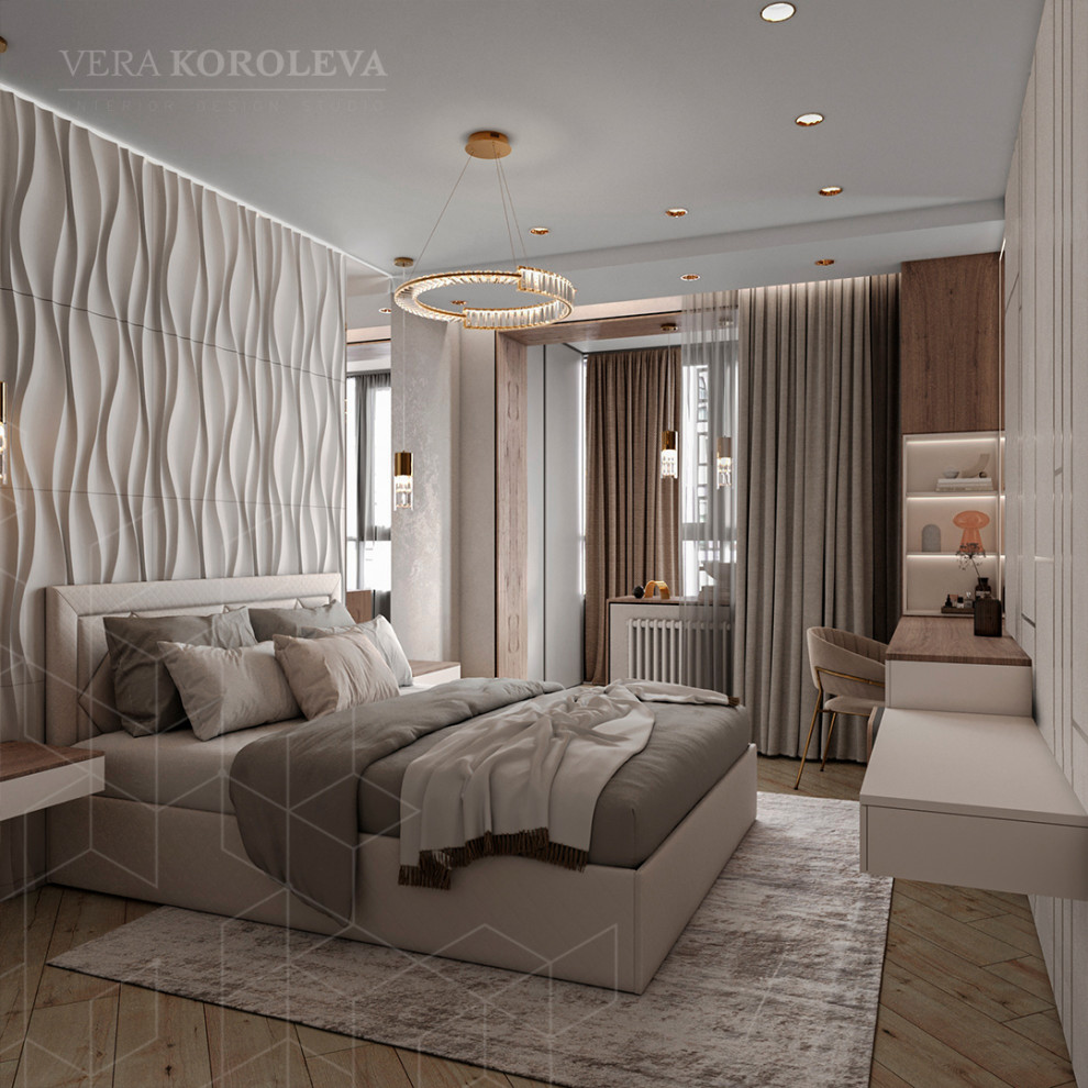 Дизайн-проект двухкомнатной квартиры с золотыми акцентами в ЖК "Q-Мир"