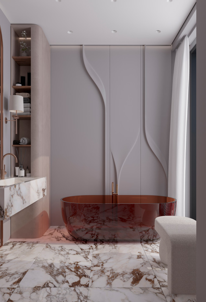 Обложка проекта: Мастер-ванная из проекта "Оранжевый Блюз" в ЖК Neva Towers, г. Москва