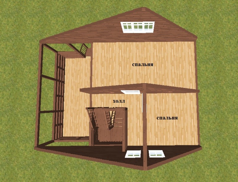 "Истра" - проект дома из бруса 6х6 с террасой 6х3