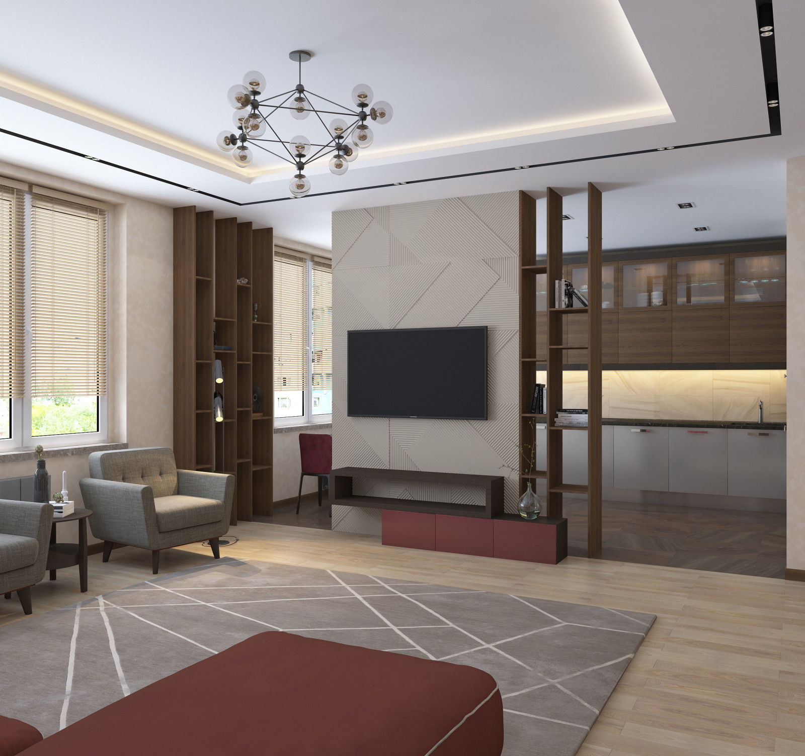 Интерьер трехкомнатной квартиры 120.26 м.кв. ЖК "Наследие Москвы"
