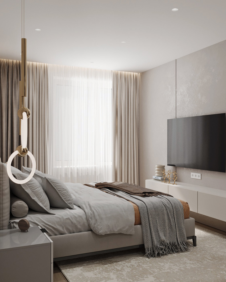 спальная с выделенной гардеробной из проекта двухкомнатной квартиры