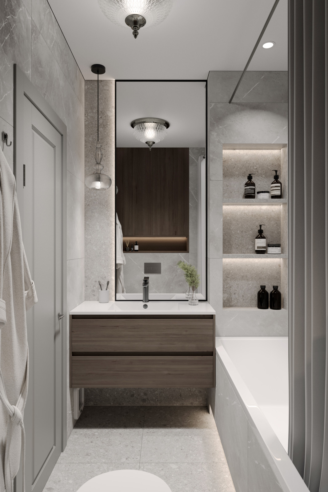 Дизайн квартиры в современном стиле в серых тонах