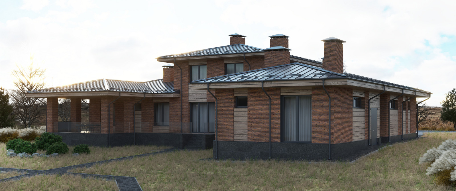 Обложка проекта: Проект | Загородная Резиденция | Стиль «Дом Прерий» Фрэнка Ллойда Райта | 2021