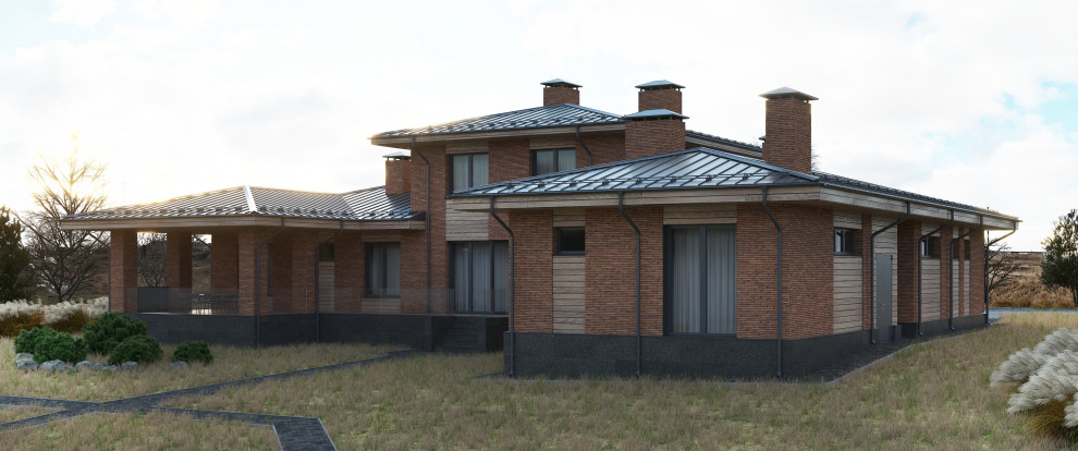 Обложка проекта: Проект | Загородная Резиденция | Стиль «Дом Прерий» Фрэнка Ллойда Райта | 2021