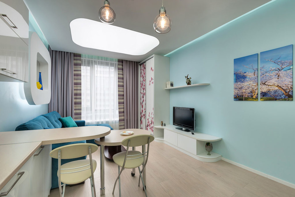 Реализованный проект интерьера квартиры-студии в ЖК "Четыре горизонта"