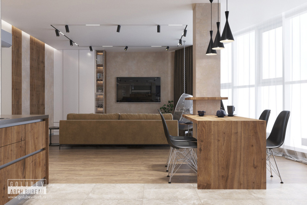 Дизайн интерьера с панорамным видом, г. Красноярск, 100 м2