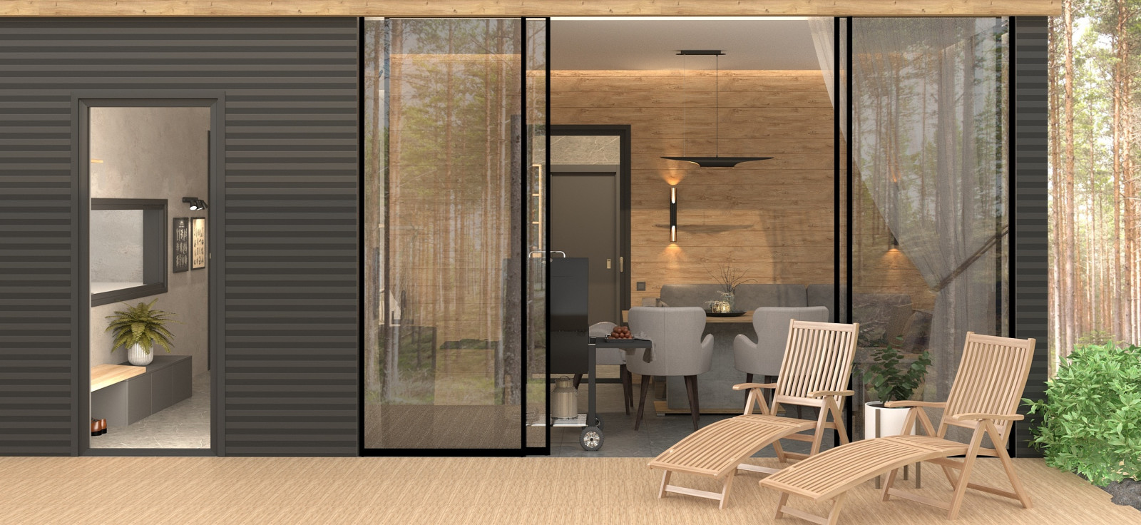 Обложка проекта: Дом с верандой и баней