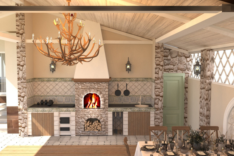 Дизайн зоны барбекю, басена