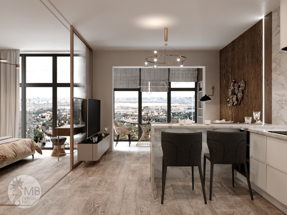 Обложка проекта: Квартира в золотисто-бежевых тонах