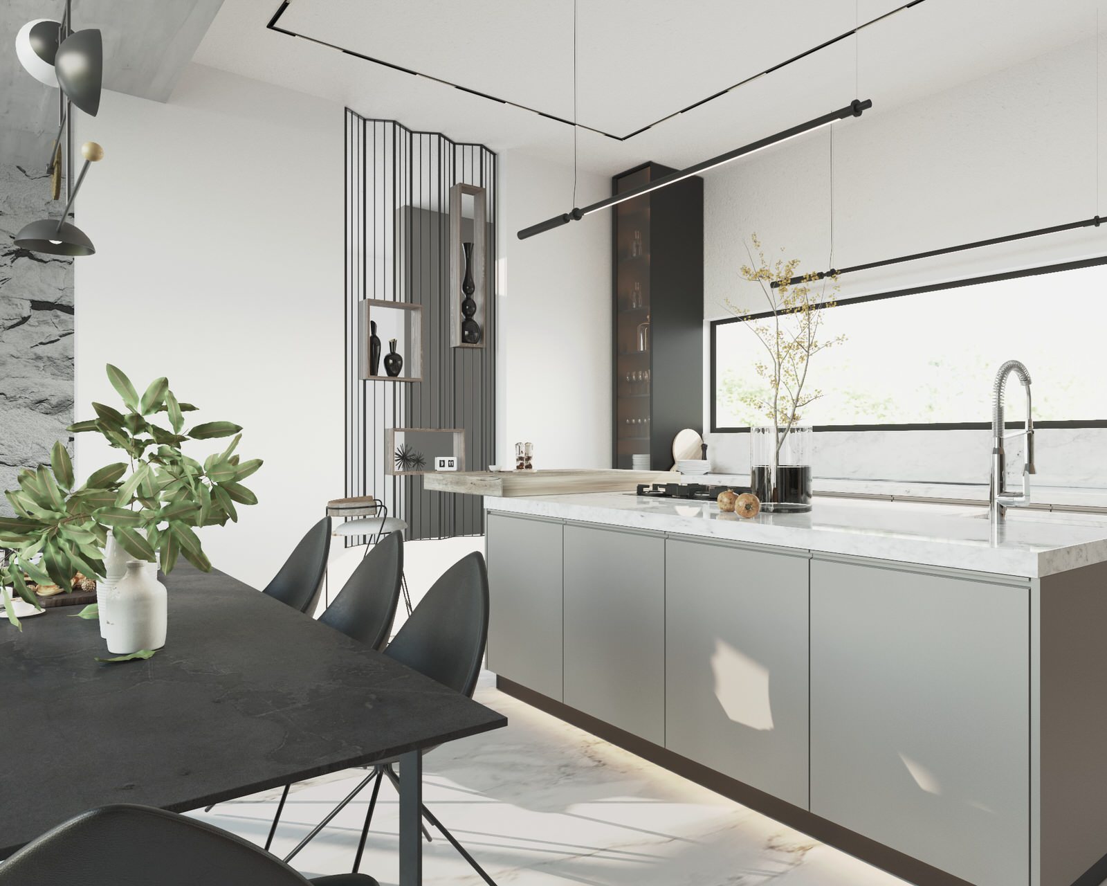 Аристократичный минимализм (кухня-столовая виллы)