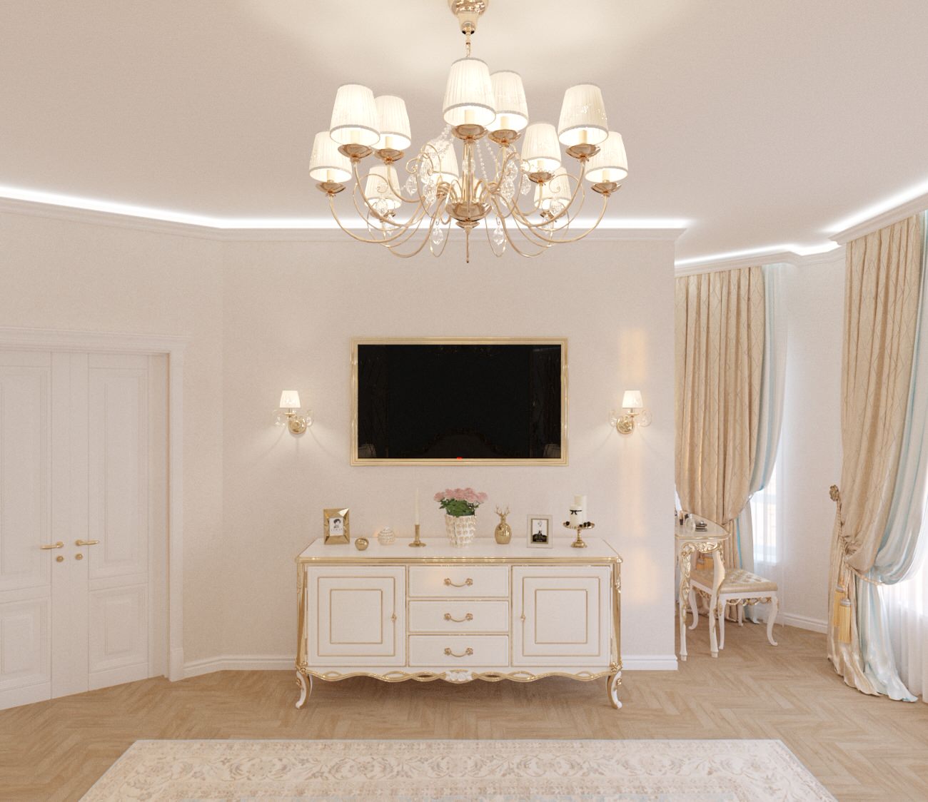 Спальня и прихожая в коттедже