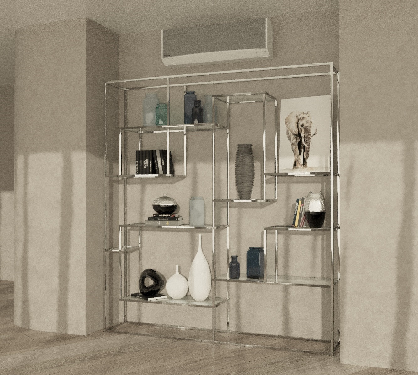 Оформление отдельной зоны в гостиной вариант 1