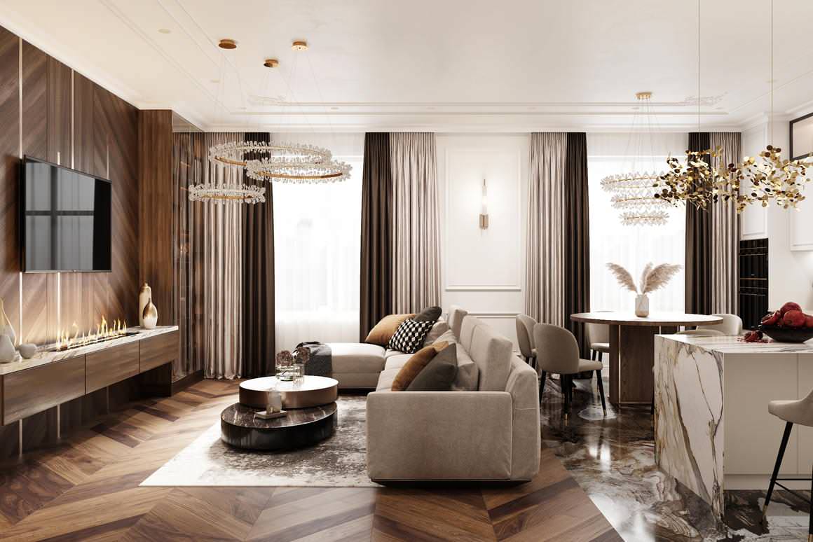 Роскошная современная классика для семьи с детьми в ЖК Русский Дом - 144 метра