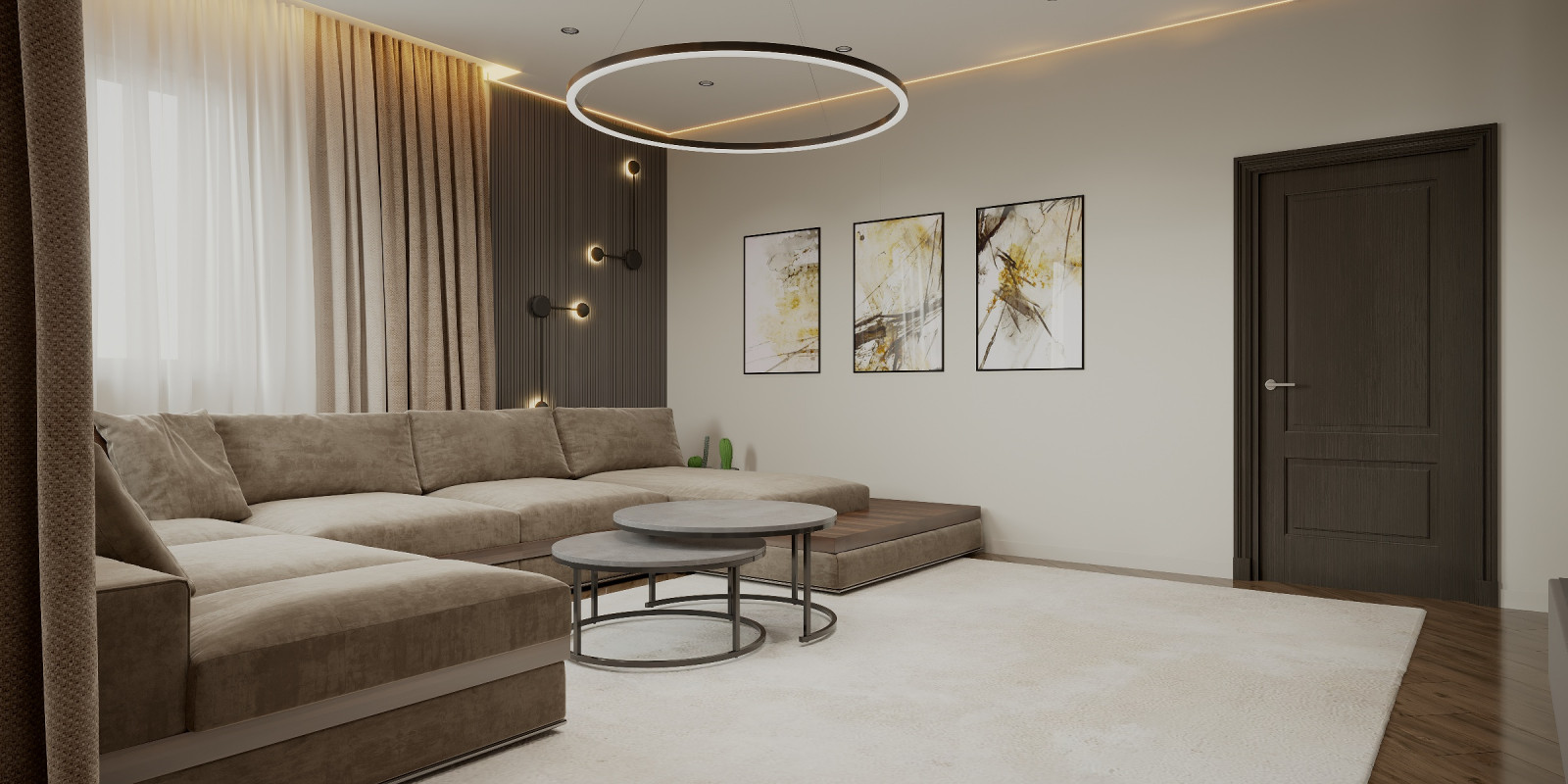 Дизайн проект частного дома. Гостиная 28 кв.м