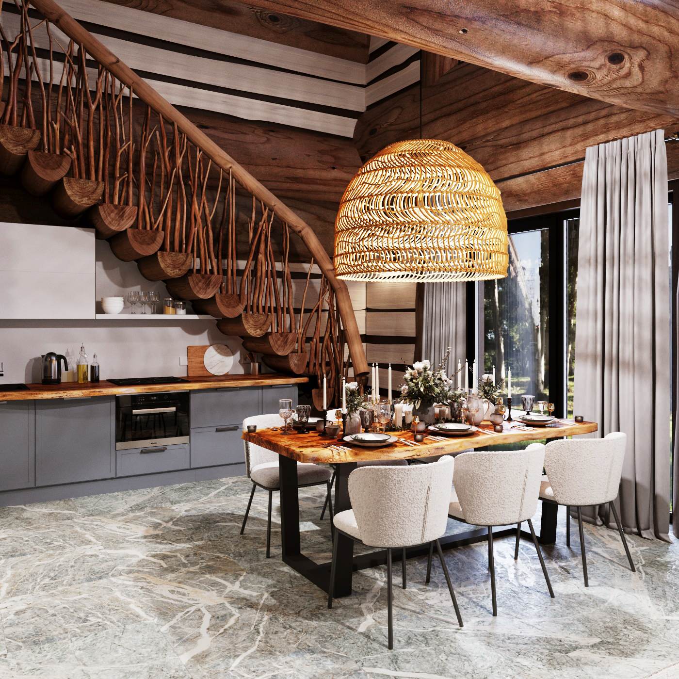 Концепция интерьера гостиной банного комплекса