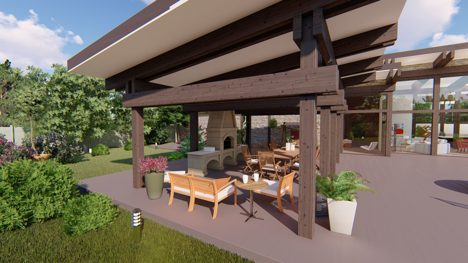 СПА комплекс с бассейном, сауной, барбекю и хоз.блоком