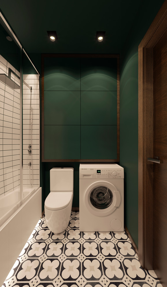 Санузел в темно-зеленом цвете