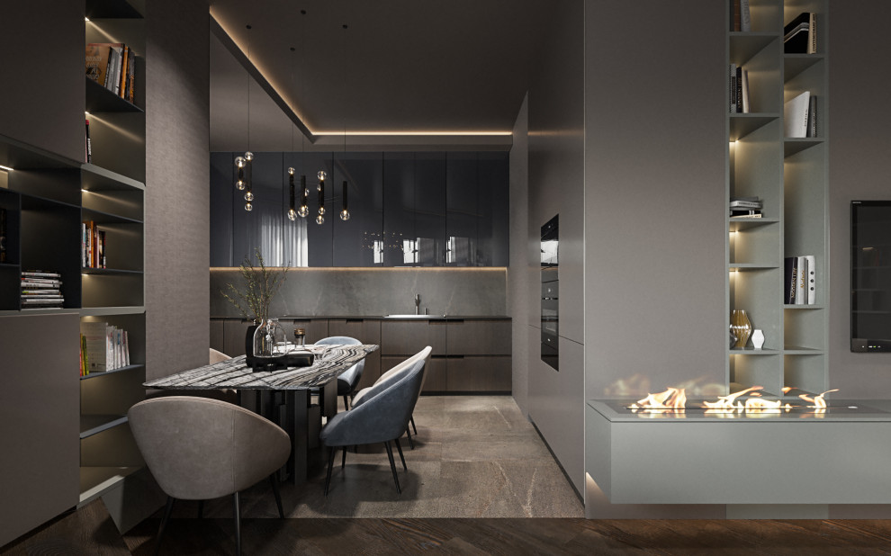 Студия в современном стиле в колониальных тонах