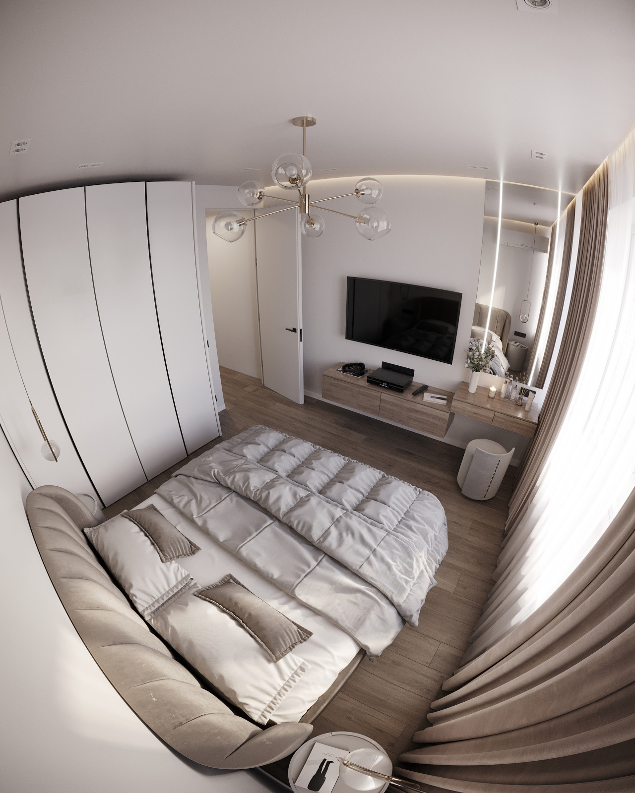 Дизайн и 3д-визуализация спальни в ЖК Преображение