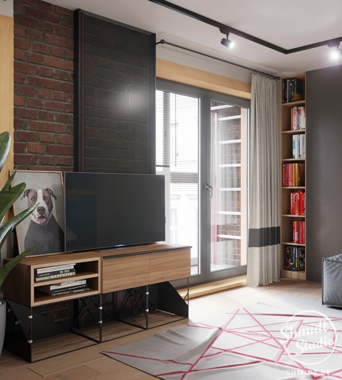 Проект интерьера "Black wall", Минск, 53 м.кв.
