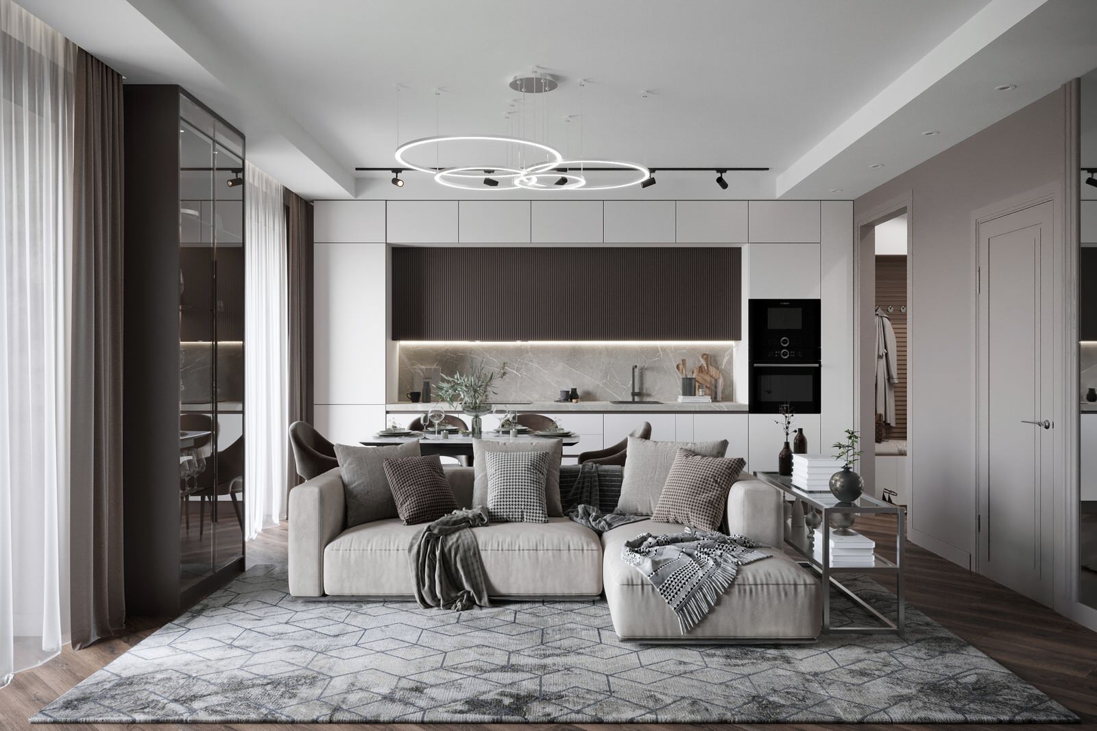 Обложка проекта: Интеллигентный интерьер в ЖК D1 (визуализации)