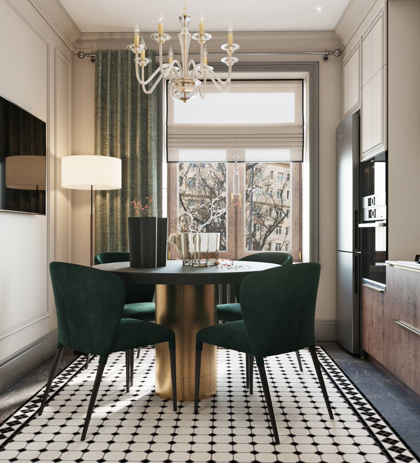 Интерьер кухни в стиле современная классика