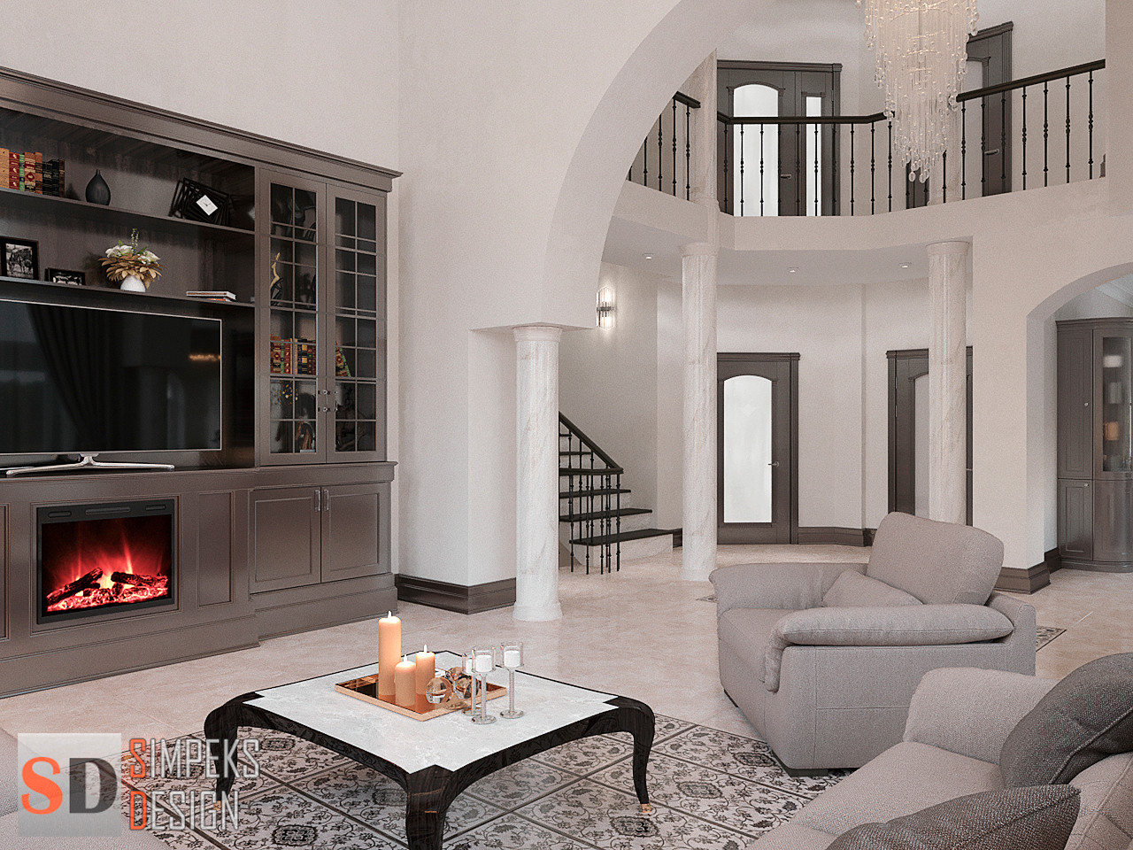 Мраморные колонны в холле