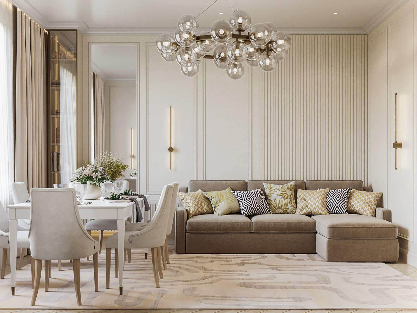 Гостиная в квартире 100 м2 в жк Тушино 2018