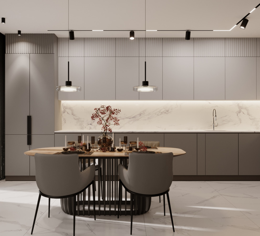 Современный минималистичный дизайн интерьера для молодой пары