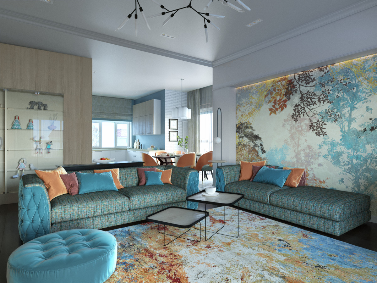 гостиная в частном доме "ДО" и "ПОСЛЕ"