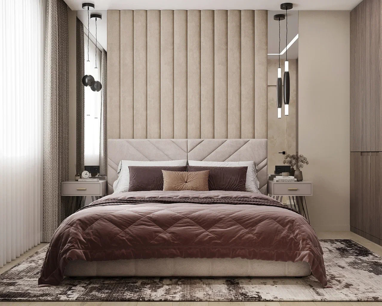 Квартира с двумя спальнями в современном стиле в теплых тонах