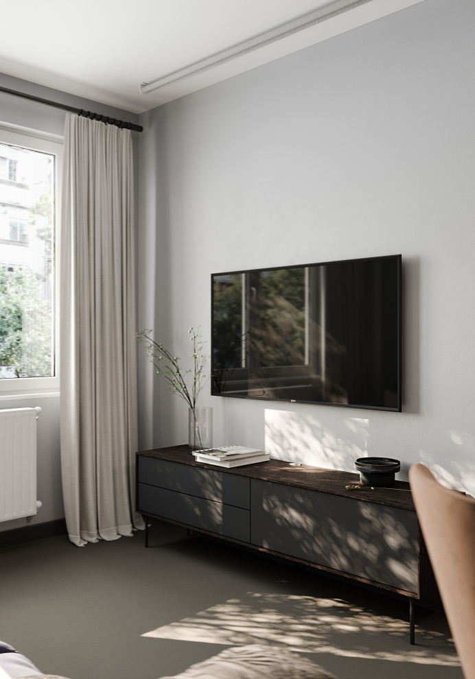 Визуализация гостиной-кухни по дизайну Яны Феодориди