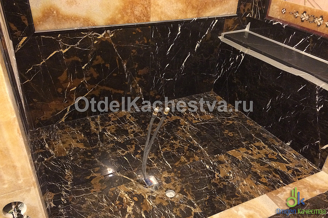 Укладка мрамора в ванной комнате