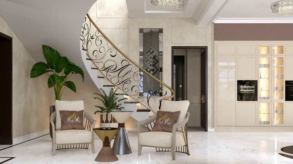 Объединенное пространство кухни-столовой-гостиной на первом этаже