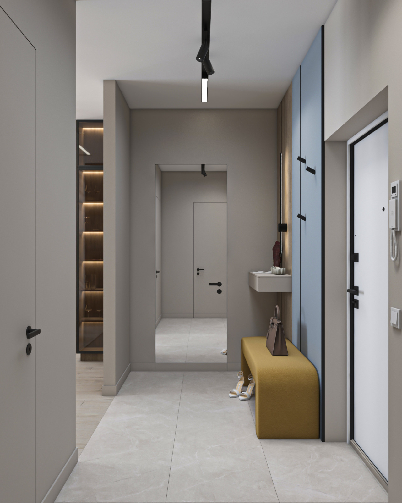 Дизайн двухкомнатной квартиры 65кв.м в центе города для молодой девушки.