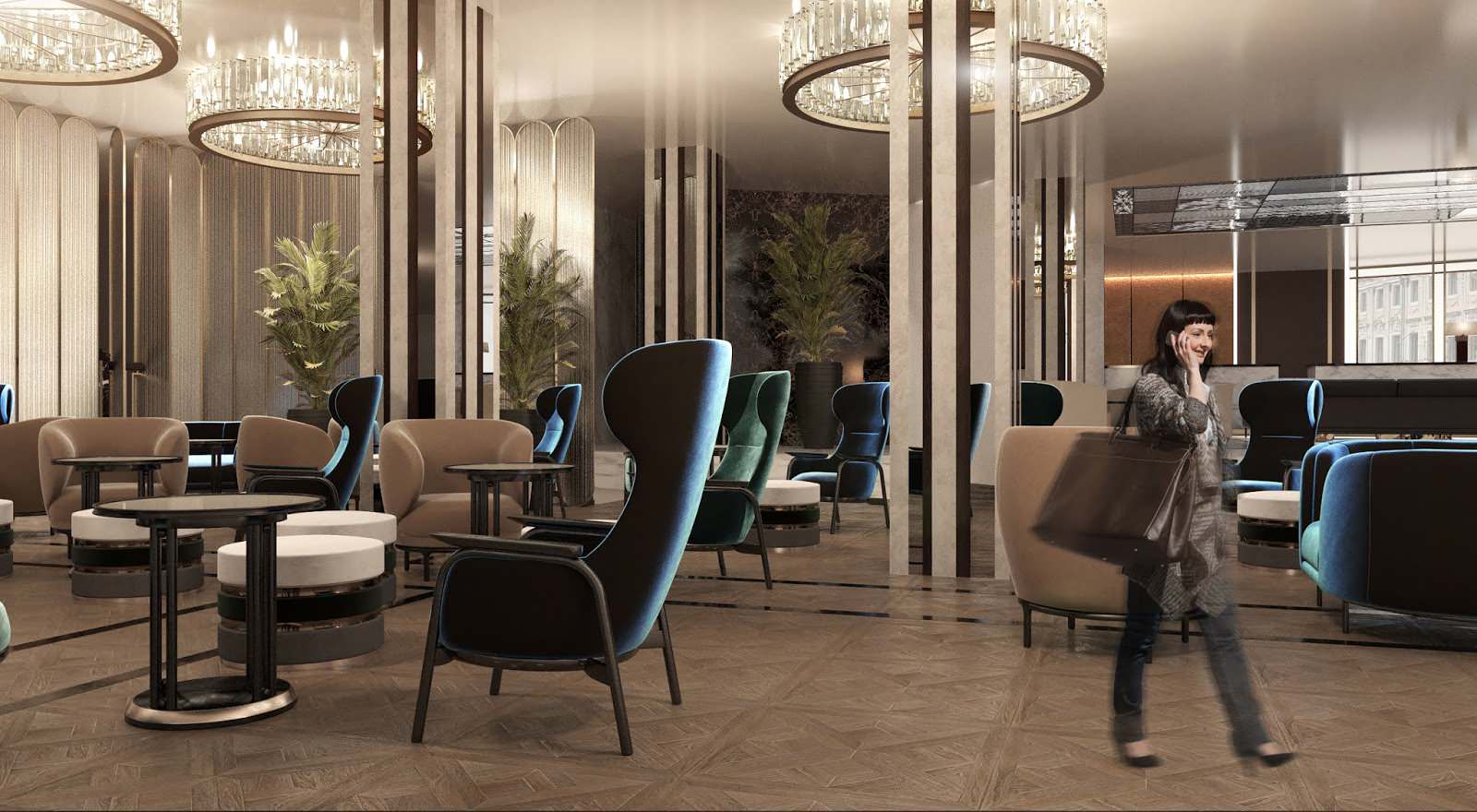 Visualizations of ground floor of Moscow Marriott Tverskaya Hotel
