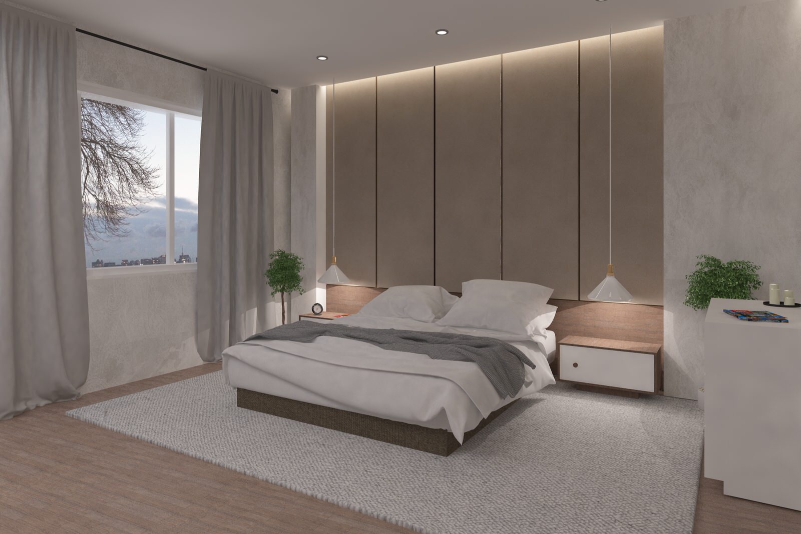 Обложка проекта: Дизайн интерьера спальни с использованием мягких панелей.