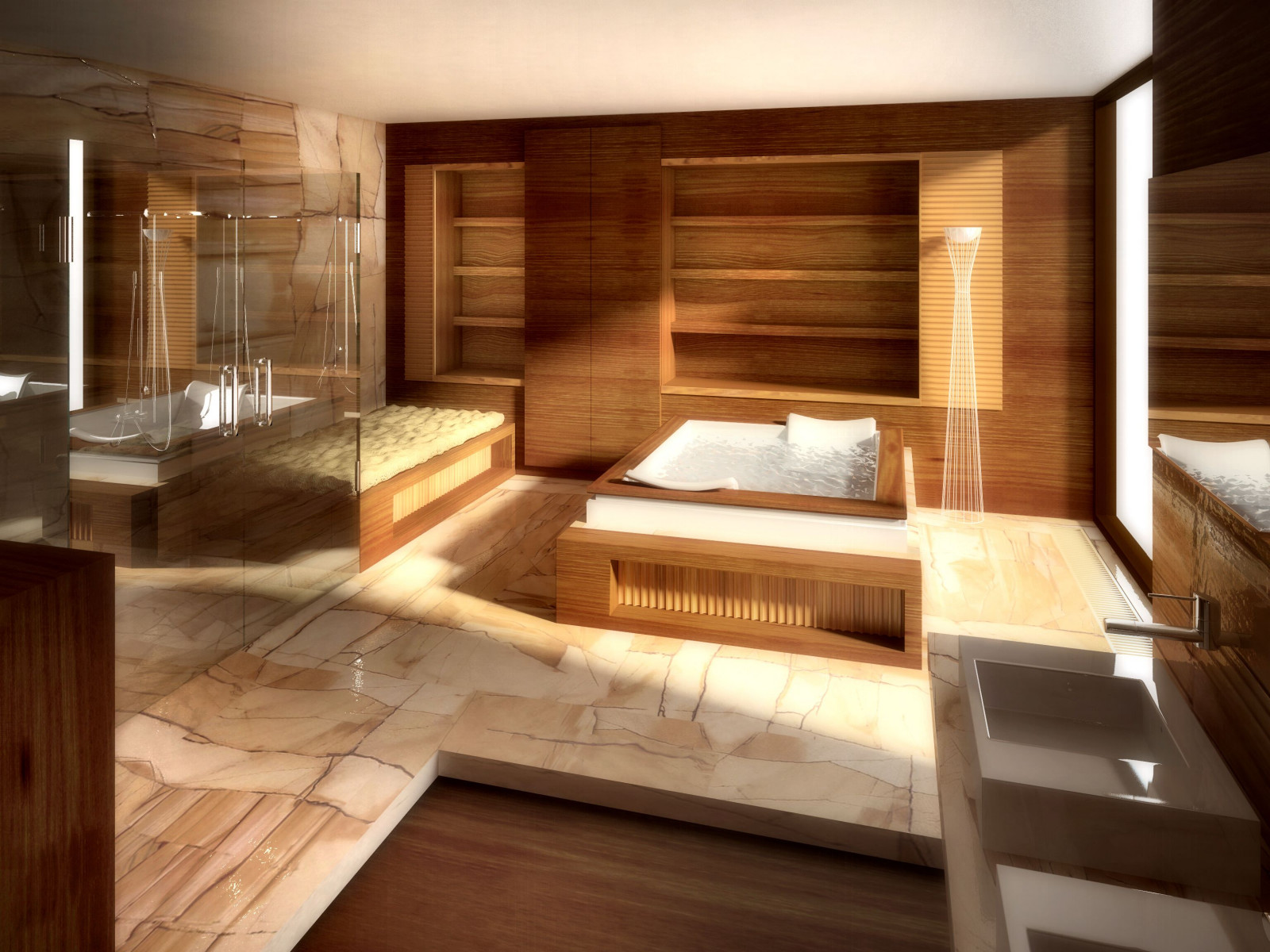 House in a pine forest - the 3D view