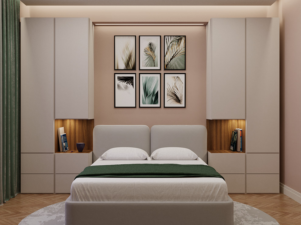 Обложка проекта: Проект спальни в теплых тонах.