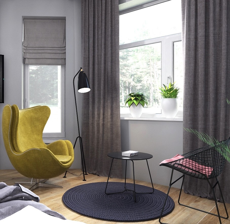 Спальня современный стиль в загородном доме