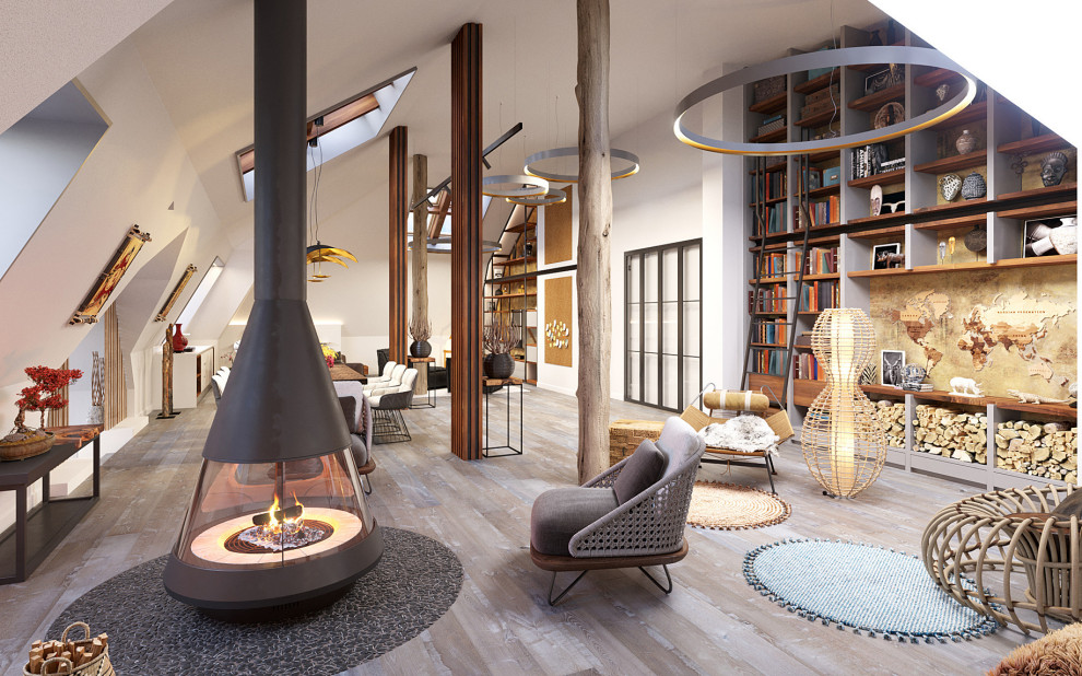 Досуговая зона с гостевой комнатой на мансарде в загородном доме