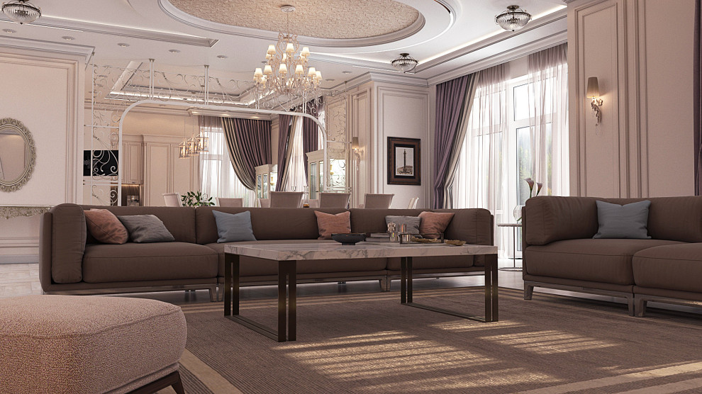 Обложка проекта: Дизайн проект особняка 834 кв.м. в современной классике