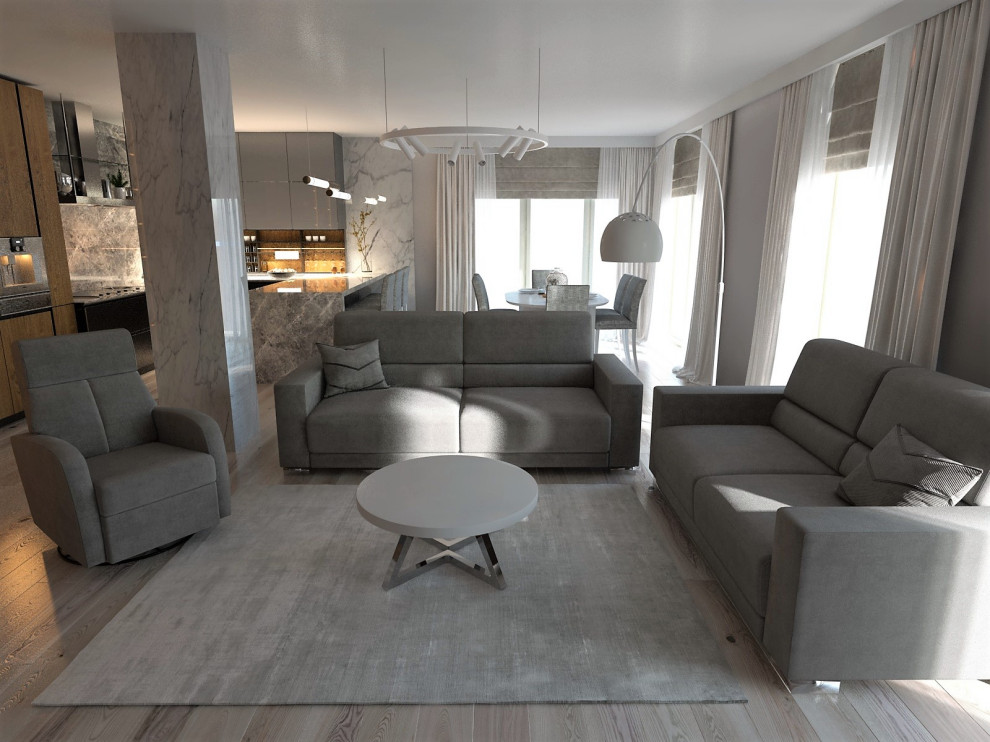 Кухня+столовая+гостиная