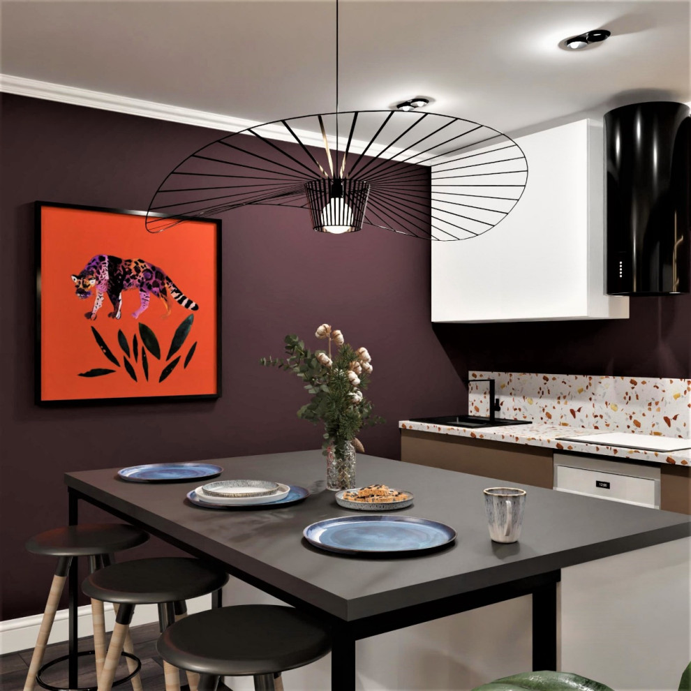 Фиолетовая кухня-гостиная☺