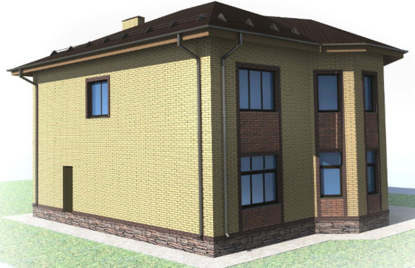 Двухэтажный кирпичный коттедж