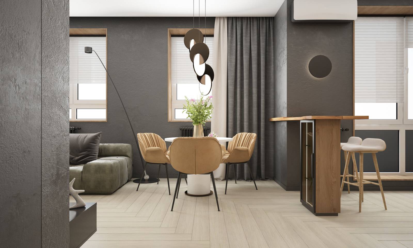 Дизайн интерьера однокомнатной квартиры ЖК Онега