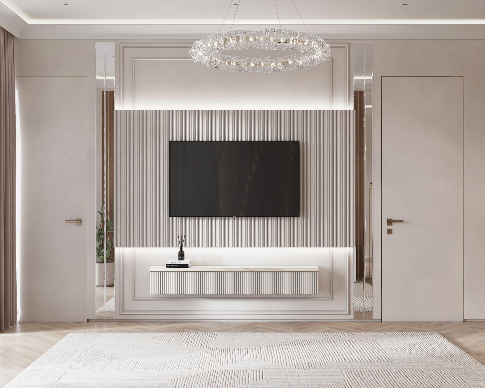 Интерьер в бежевых оттенках в ЖК Eniteo